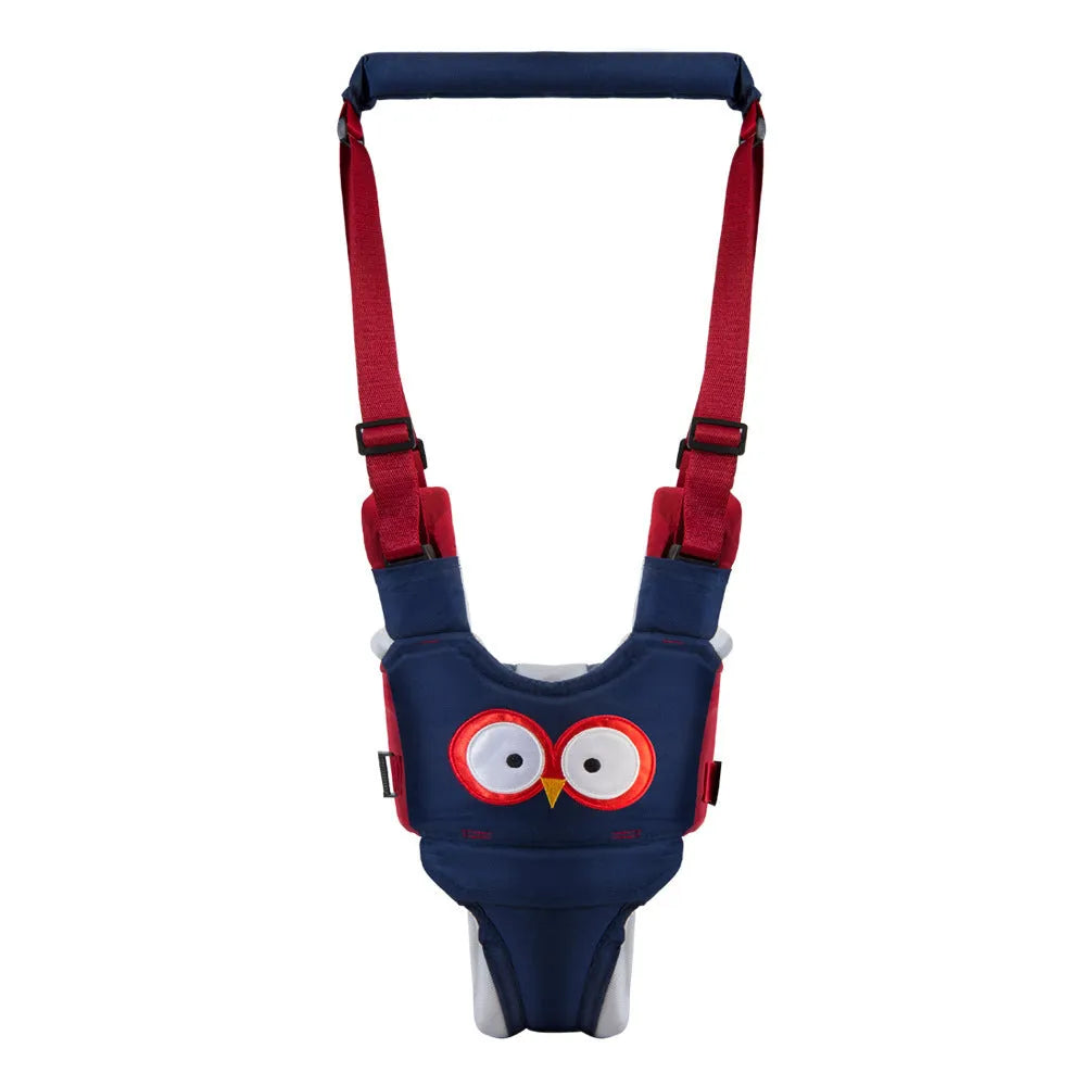 Cotton baby walking harness belt for toddlers in blue colour, showing adjustable straps and chest panel.