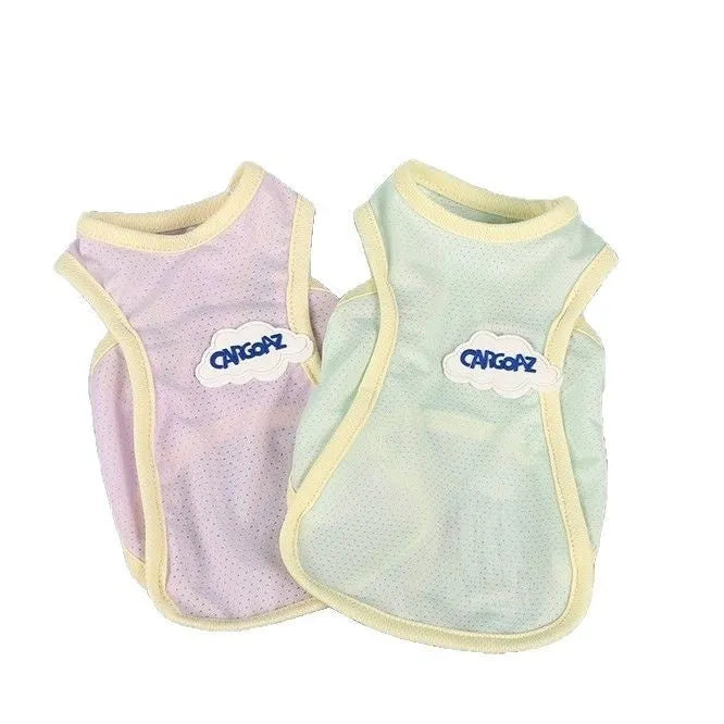 Grass green polyester cat vest with anti-lint summer design
