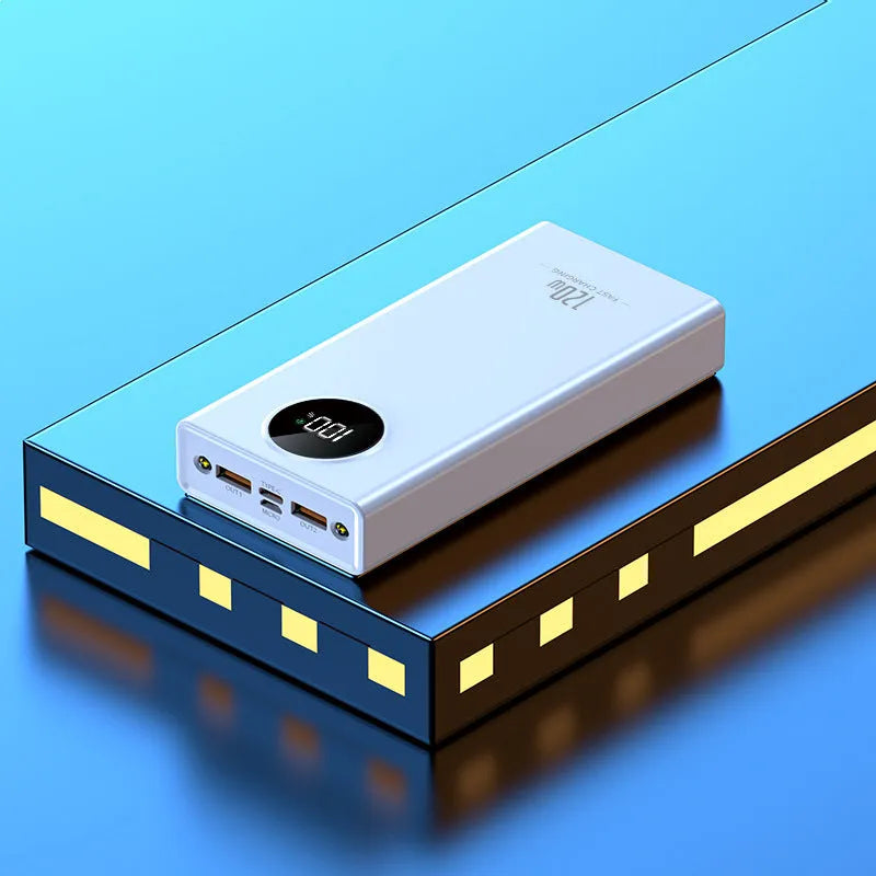 Super fast charge portable power bank with plastic shell, black colour, 20000mAh capacity