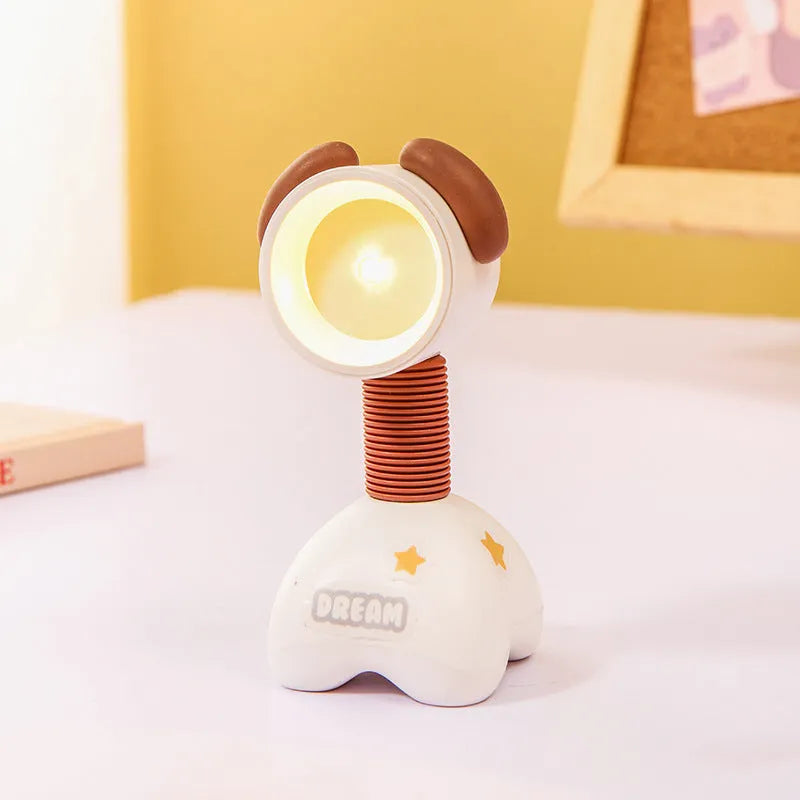 DIY cartoon magnetic small night lamp in assorted animal styles and colours on a desktop.