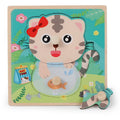 Wooden children's dowel pin hand holding puzzle board with colourful animal themes for ages 4-6