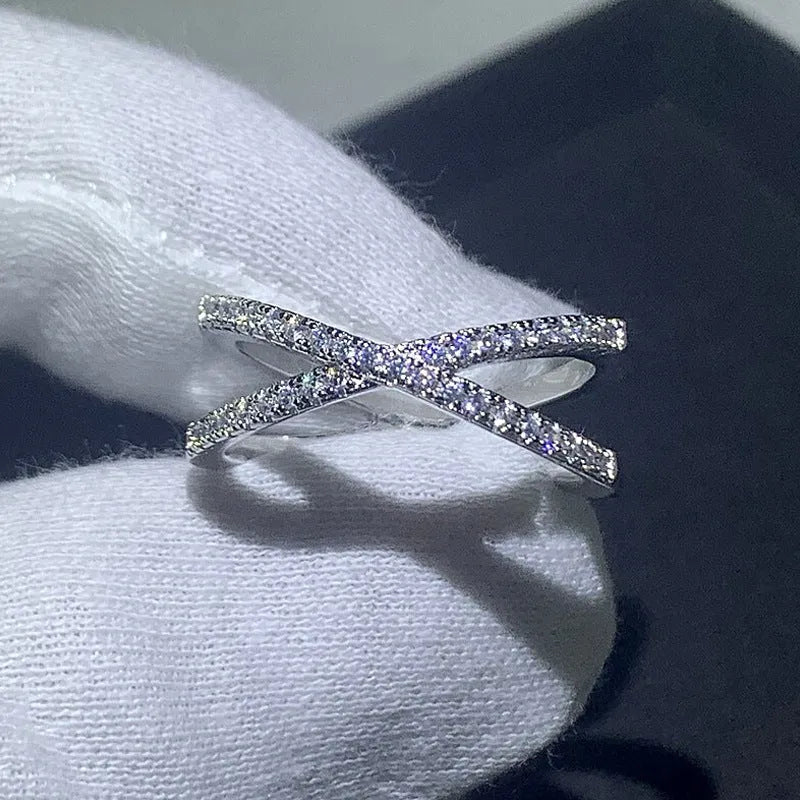 Gold cross ring for women made of alloy with electroplated finish, geometric shape, and XOXO element