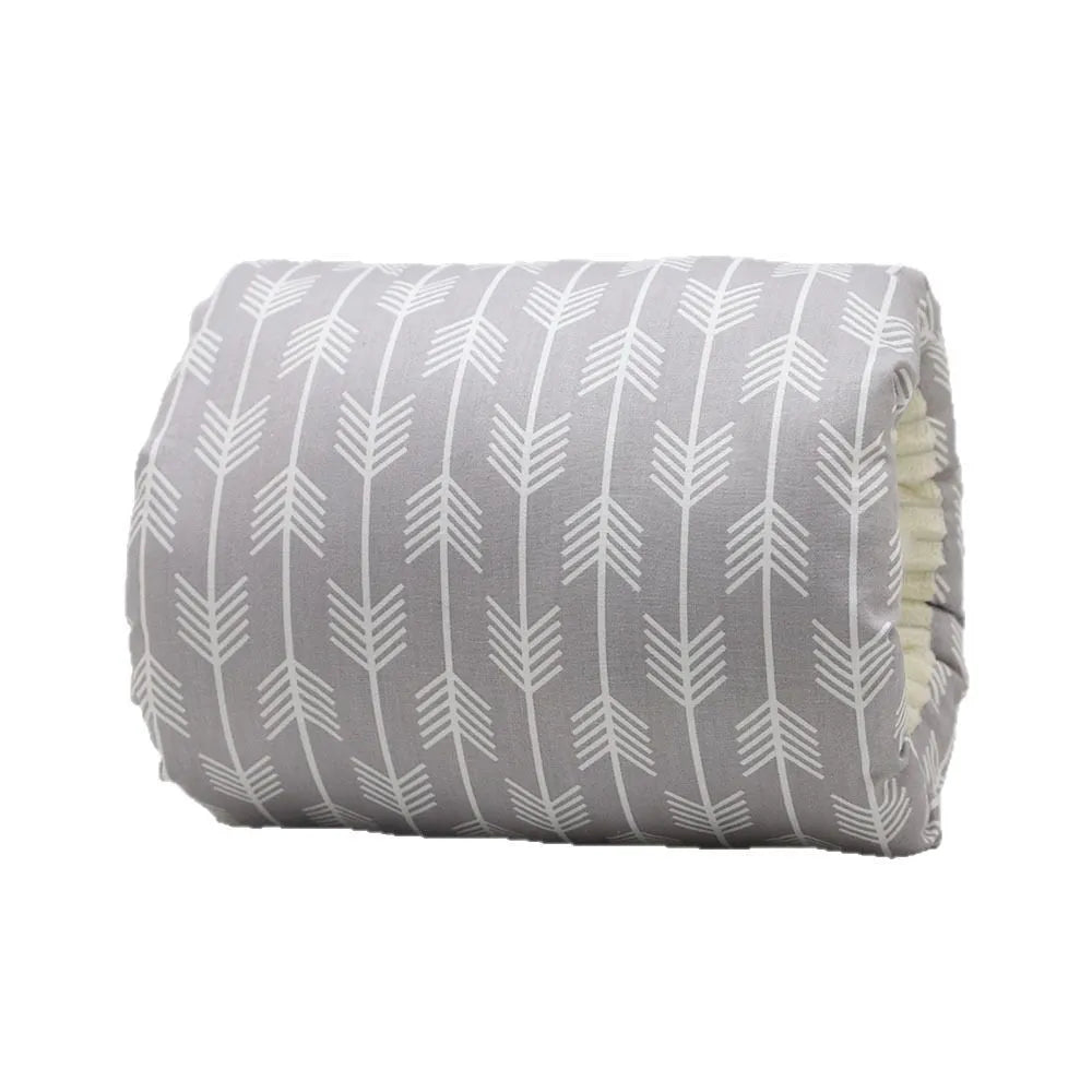 Baby cotton nursing arm pillow with forearm support, blue triangle design, 25x23cm