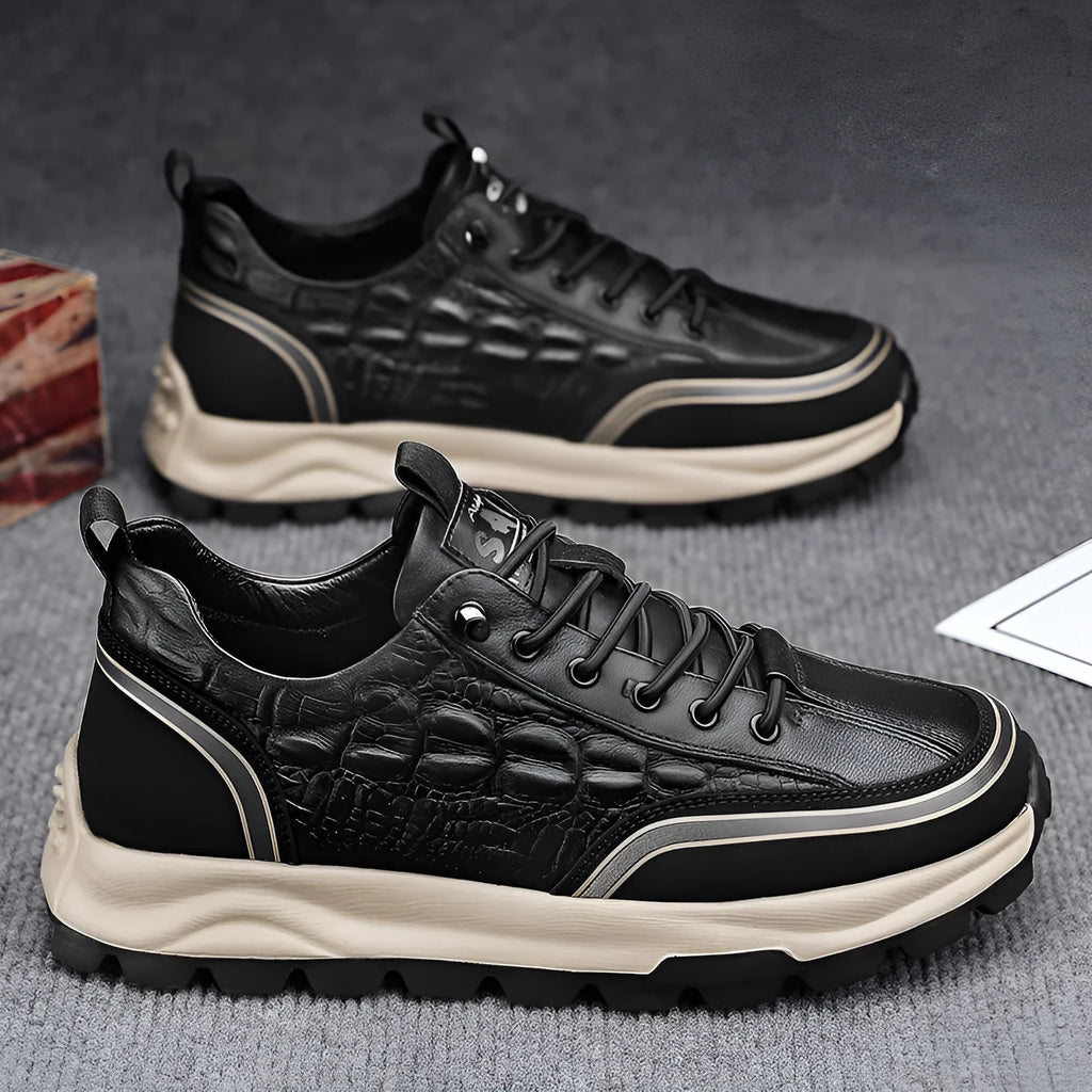 Men's black business casual lace-up round toe shoes with PU upper and PVC sole