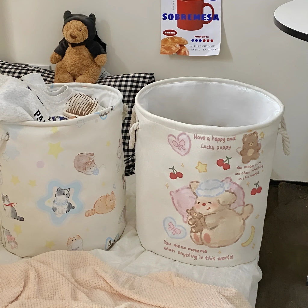 Foldable cotton laundry basket in modern simple design with large capacity for bedroom bathroom storage