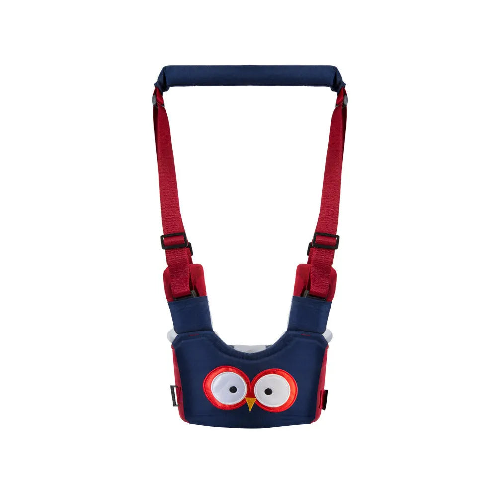 Cotton baby walking harness belt for toddlers in blue colour, showing adjustable straps and chest panel.