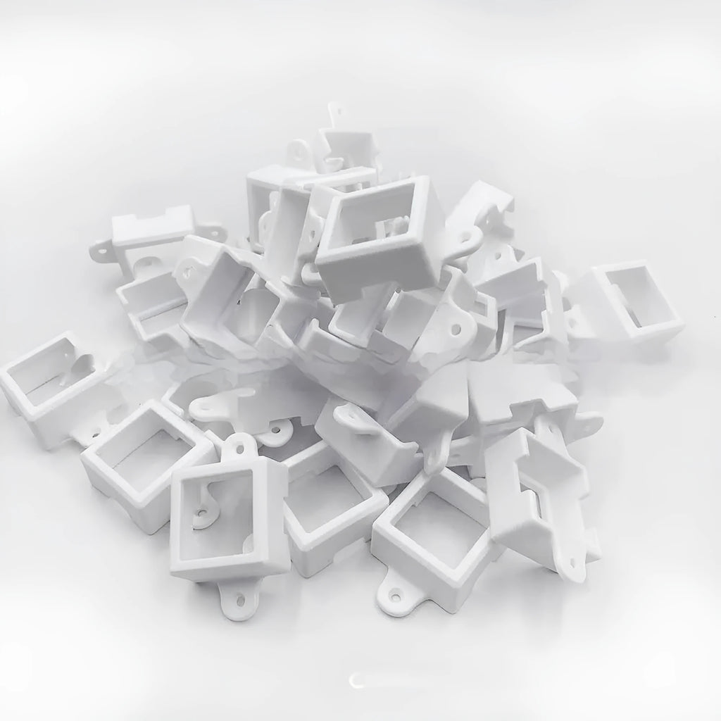 White plastic LED light protective lampshade bracket measuring 1.7cm by 6cm.