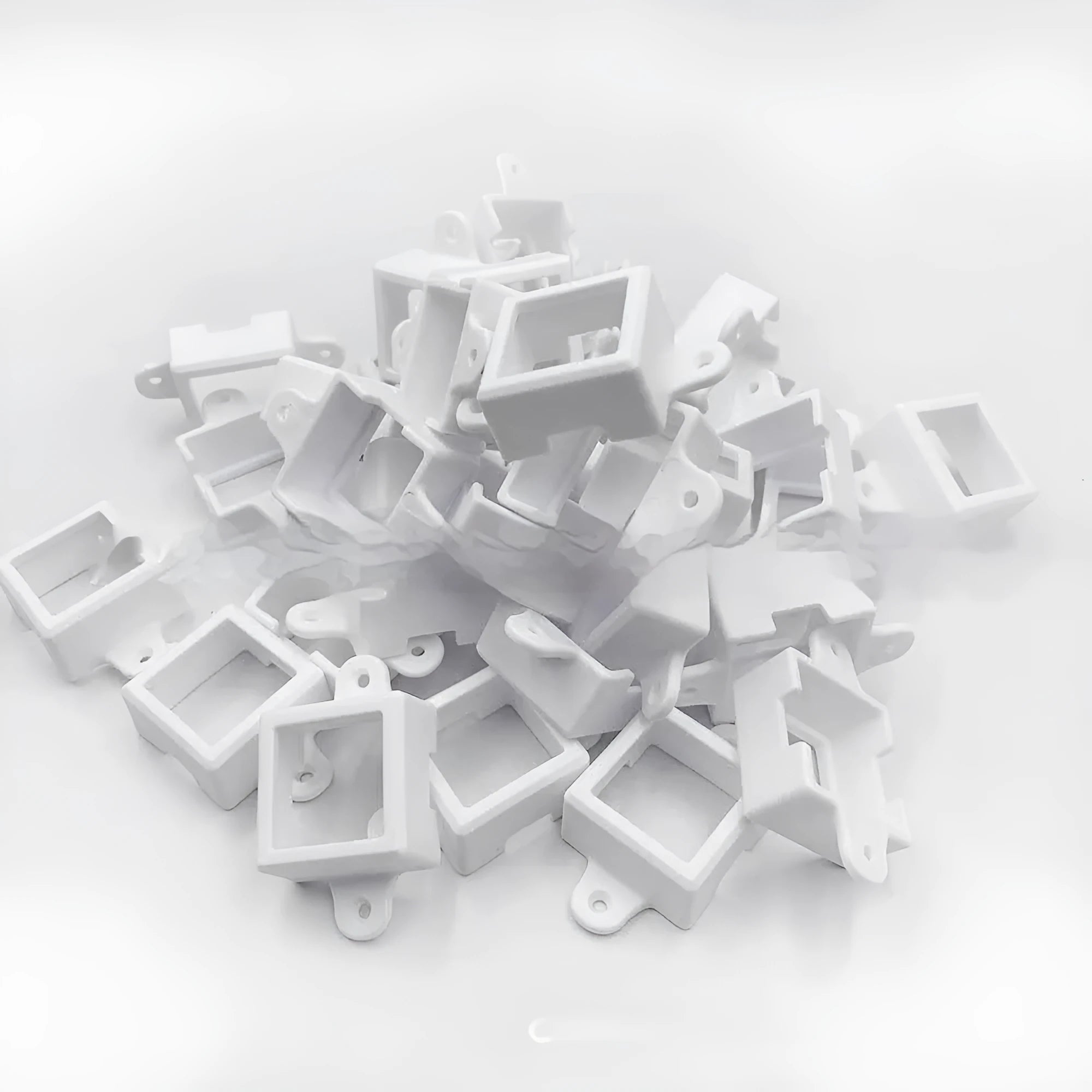 White plastic LED light protective lampshade bracket measuring 1.7cm by 6cm.