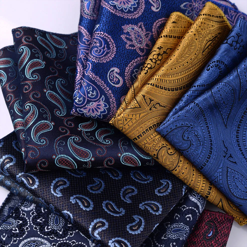 Men's jacquard printed pocket square 23 x 23cm in multi-colour options for formal suit and blazer pocket wear