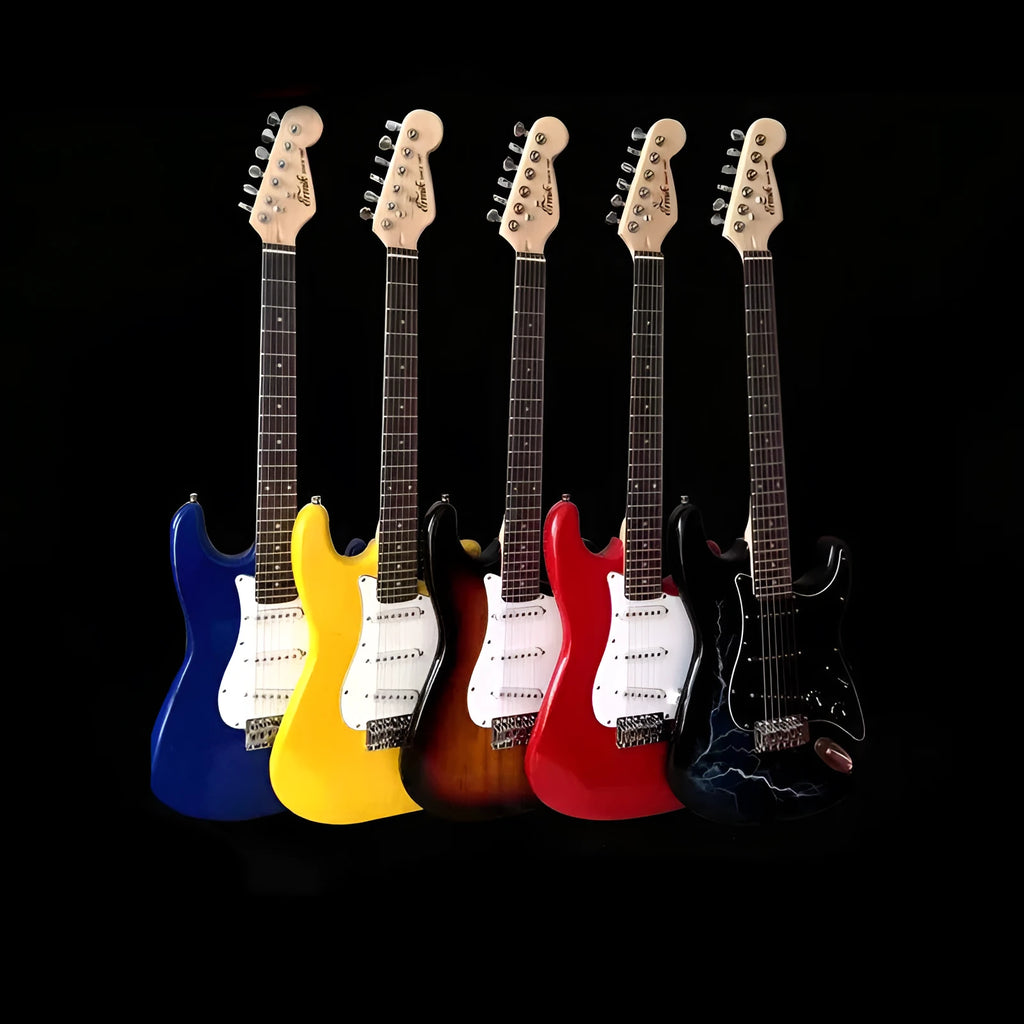 Genuine ST lightning electric guitar with Indus wood body and rosewood fingerboard in multi-colour finish