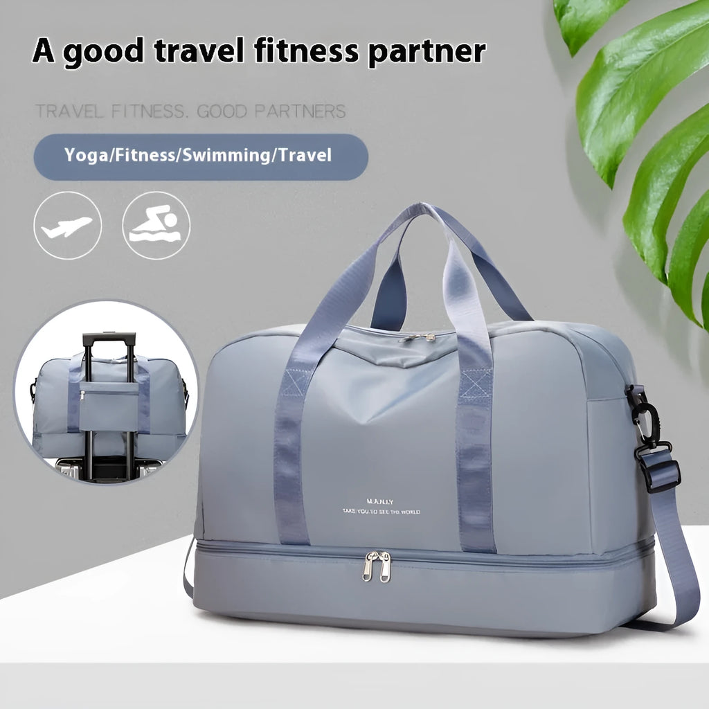 Large capacity waterproof Oxford cloth travel bag in black, unisex design for short business trips and leisure travel