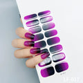 Set of 16 solid colour nail art stickers showing designs like cross, rose, tulip, leopard print, and butterfly.