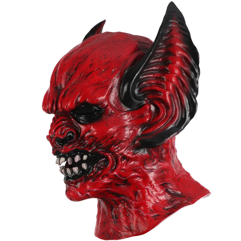 Red bat head cover mask made from RP foam for Halloween and Christmas dress-up