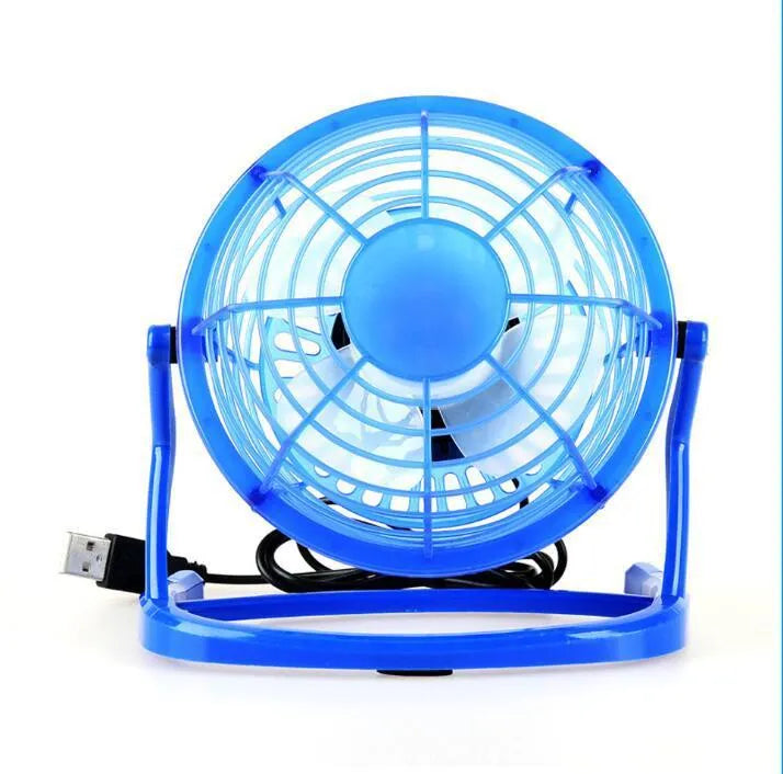 Mini USB desk fan in black colour showing adjustable tilt mechanism and compact 16cm size