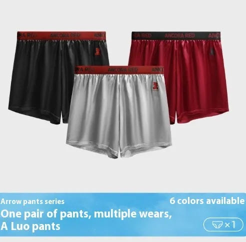 Solid colour men's boxer briefs in knitted polyester fabric showing mid waist design