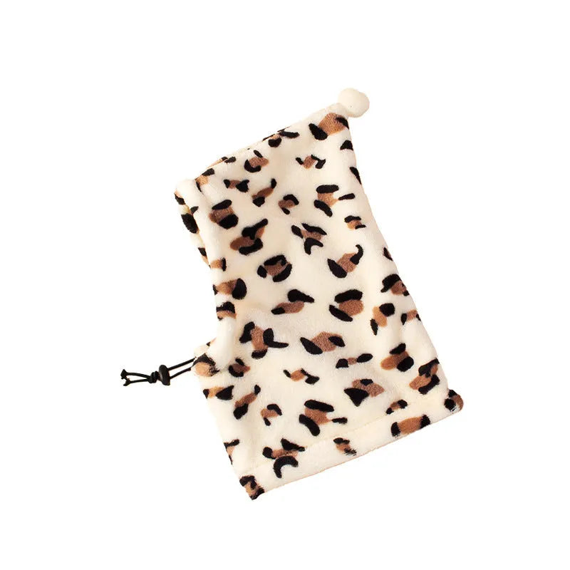 Bear-style rabbit ears cloth headgear for pets in leopard print, black, or red colours