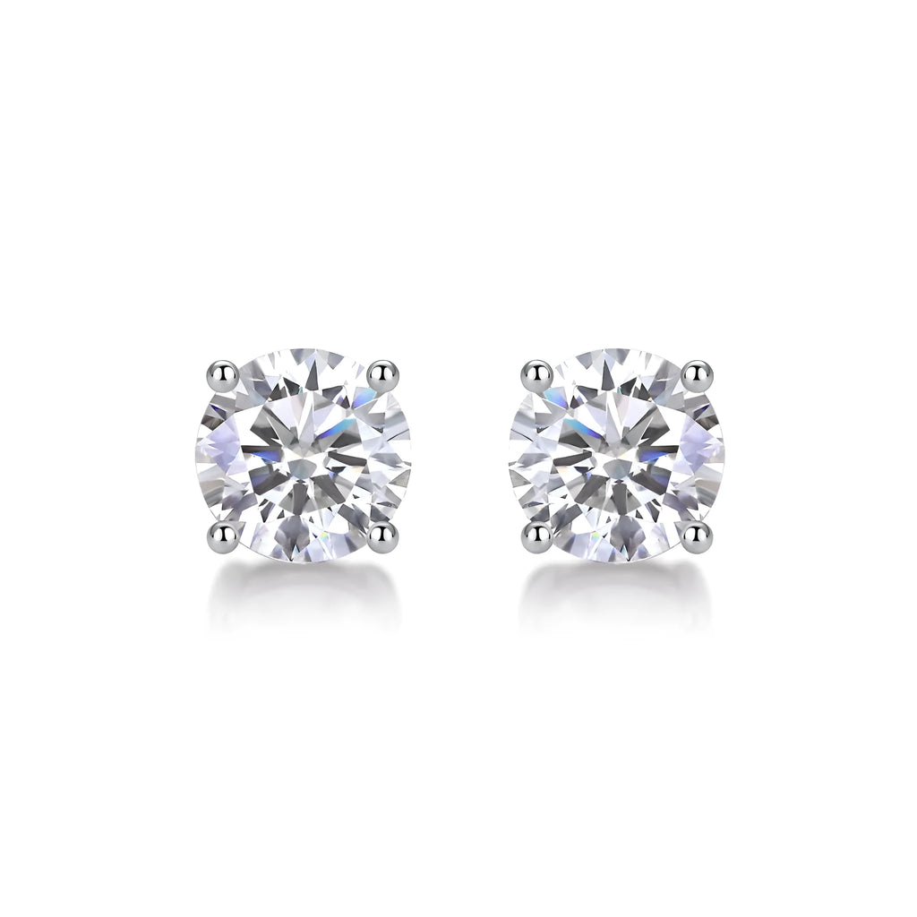 Moissanite stud earrings in S925 silver with platinum plating, black stone, 1 carat, gift box packaging
