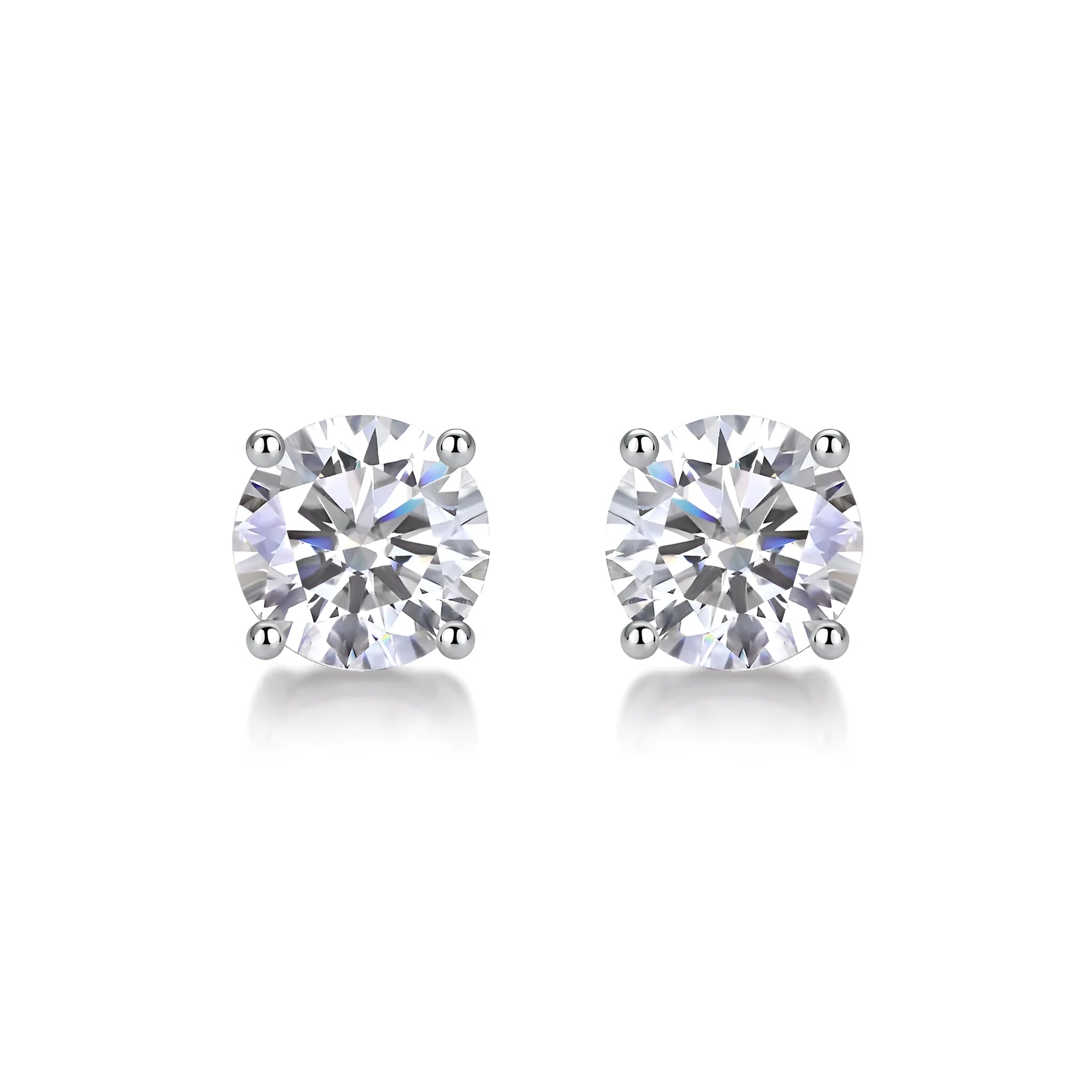 Moissanite stud earrings in S925 silver with platinum plating, black stone, 1 carat, gift box packaging