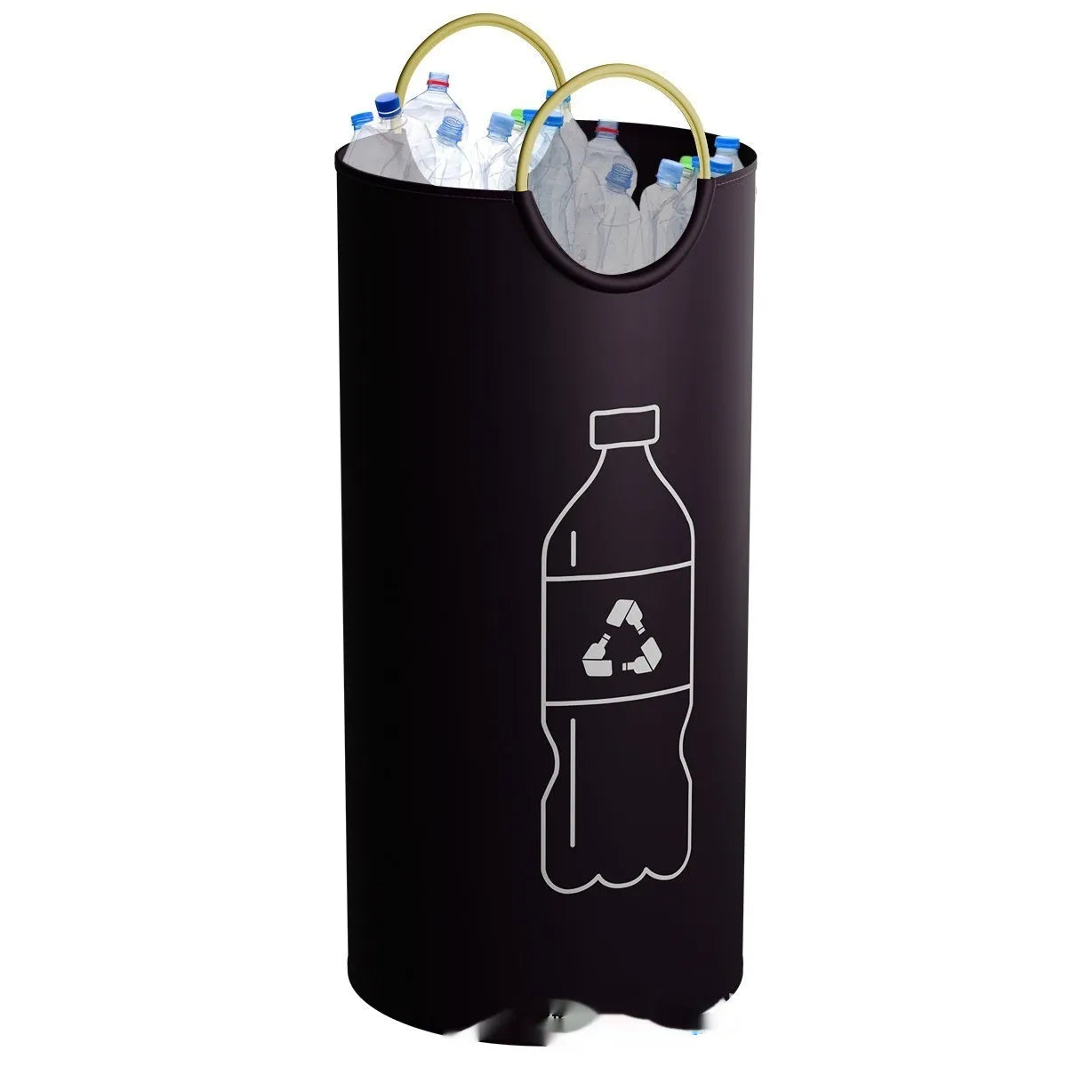 Round portable plastic trash can with dimensions 38cm diameter by 72cm height