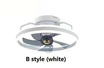 Modern ceiling fan lamp with integrated light, 500mm diameter with white acrylic shade and PC blades.