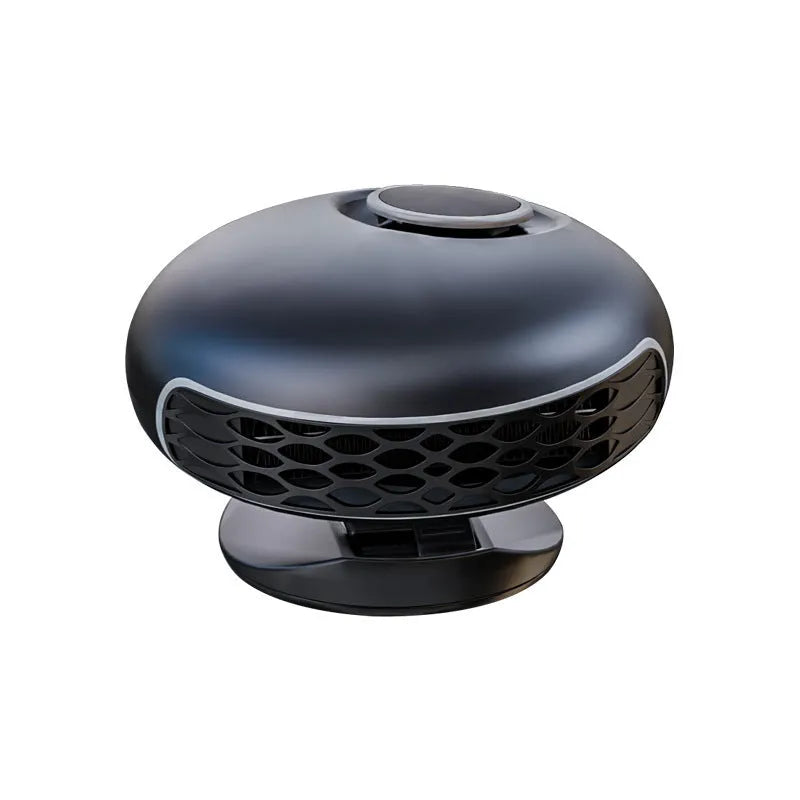 Black YF-180 model portable car warm air blower heater with long power cable for defrosting.
