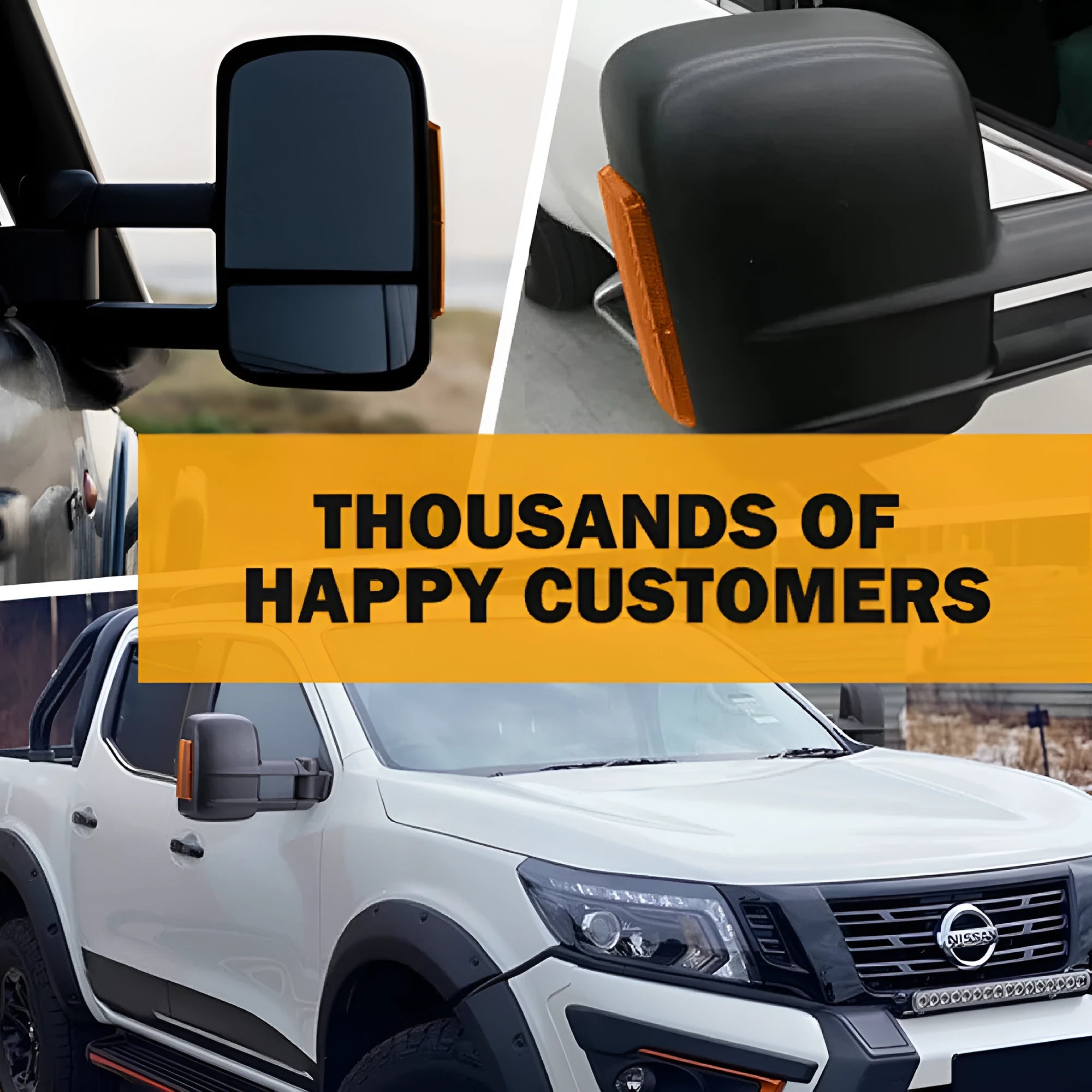 Black electric side mirror with integrated indicator light for Nissan NP300 Navara
