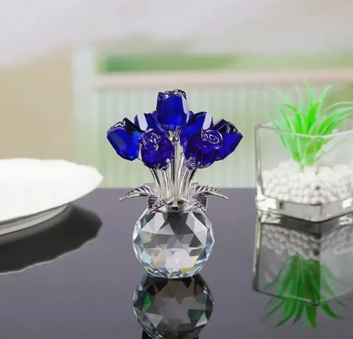 Crystal rose glass decoration in geometric Chinese style with colourful crystal appearance