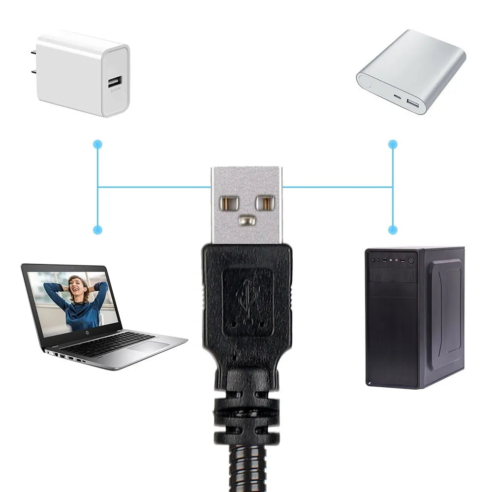 Star projector night light showing earth projection, with flexible hose bracket and USB cable.