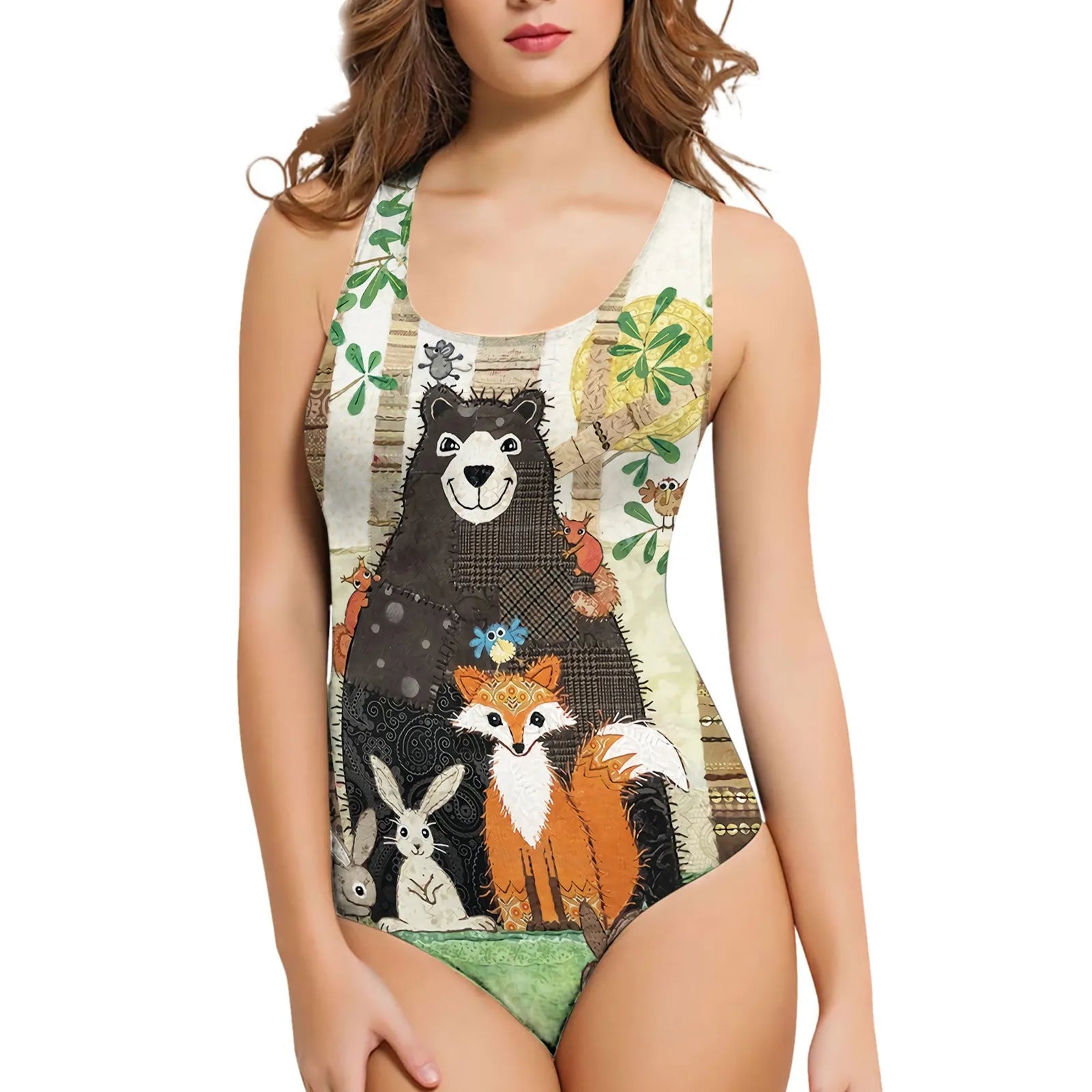 Women's 3D printed polyester swimsuit with butterfly pattern in one-piece design
