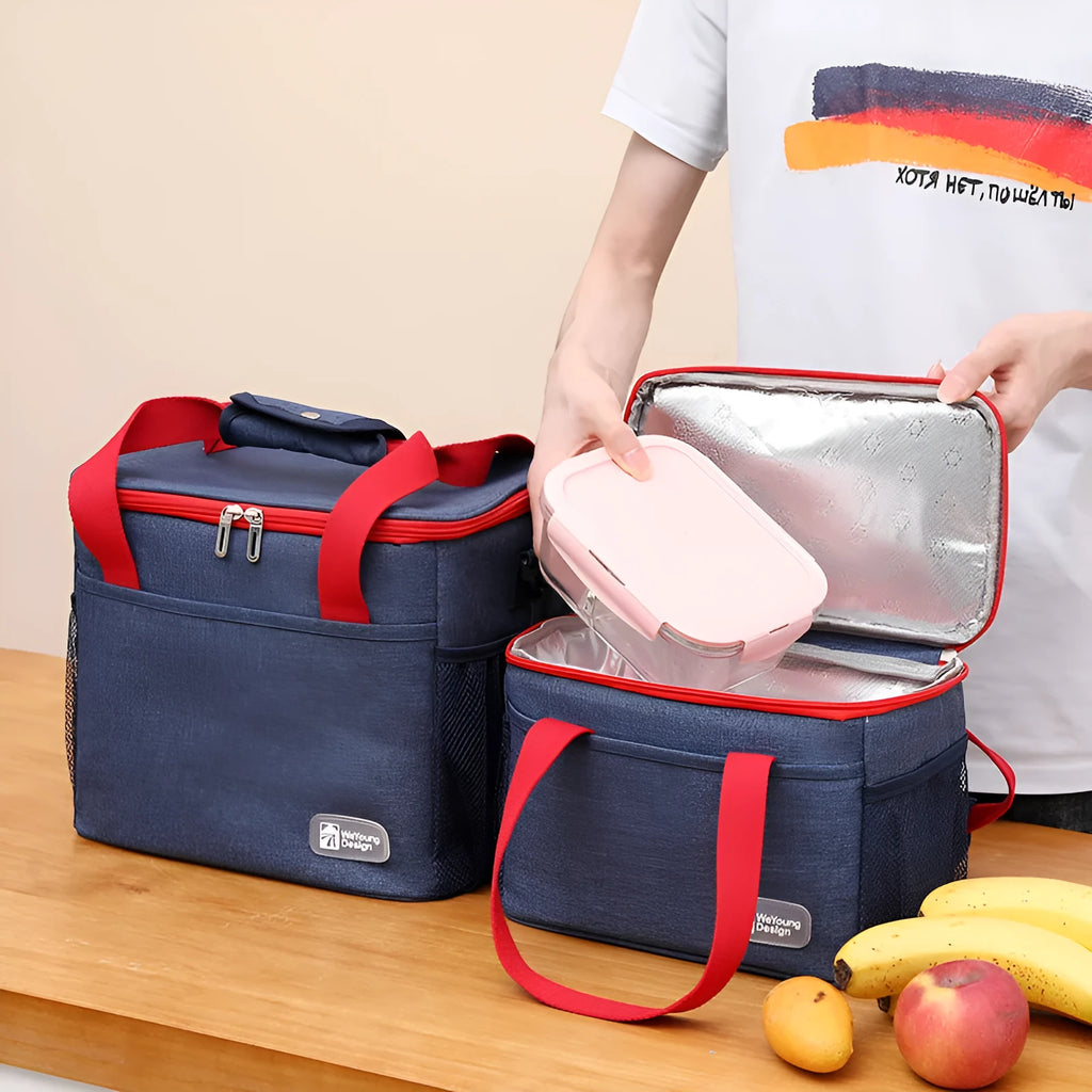 Fashion crossbody shoulder insulation picnic bag in black Oxford cloth with 15L capacity