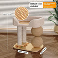 Pine wood cat nest with dual grasping balls in simple style