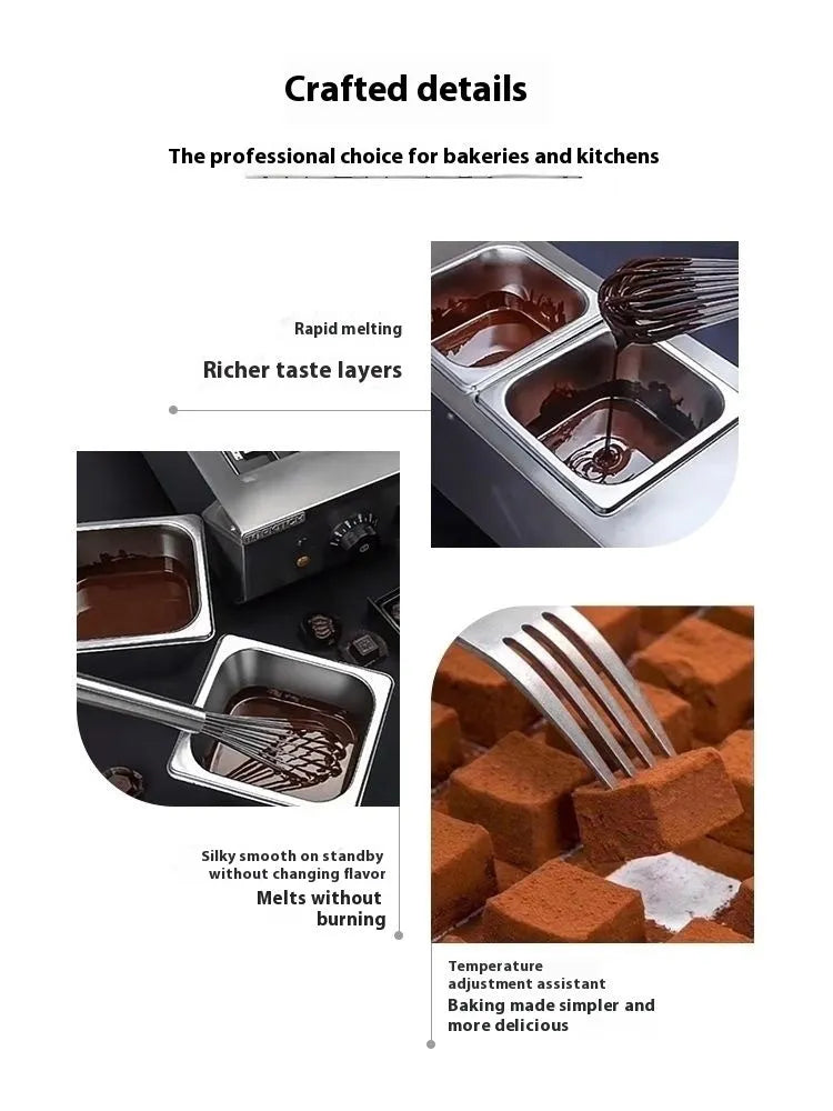Commercial chocolate melting machine with double pot water insulation heating system