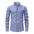 Men's striped business casual shirt with lapel collar and long sleeves in anti-wrinkle fabric