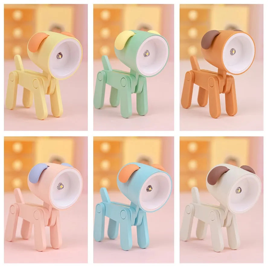Creative handmade LED mini night lamp with PVC shade in cartoon style, battery operated with button switch