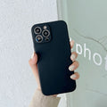 Fine hole frosted TPU straight edge phone case for iPhone 16 Pro in black back view