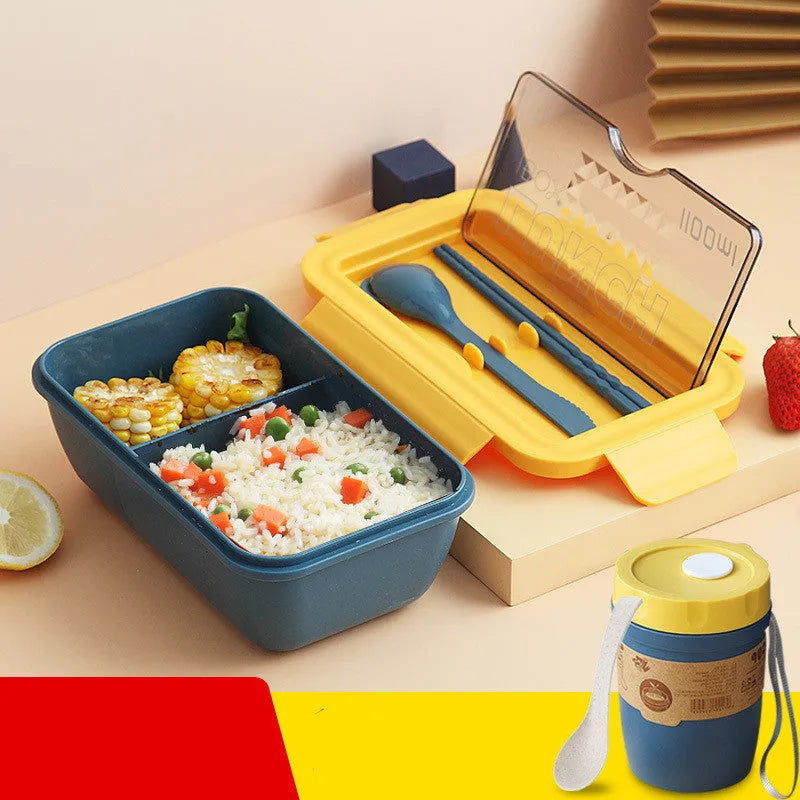 Green Nordic style partitioned lunch box with four food compartments