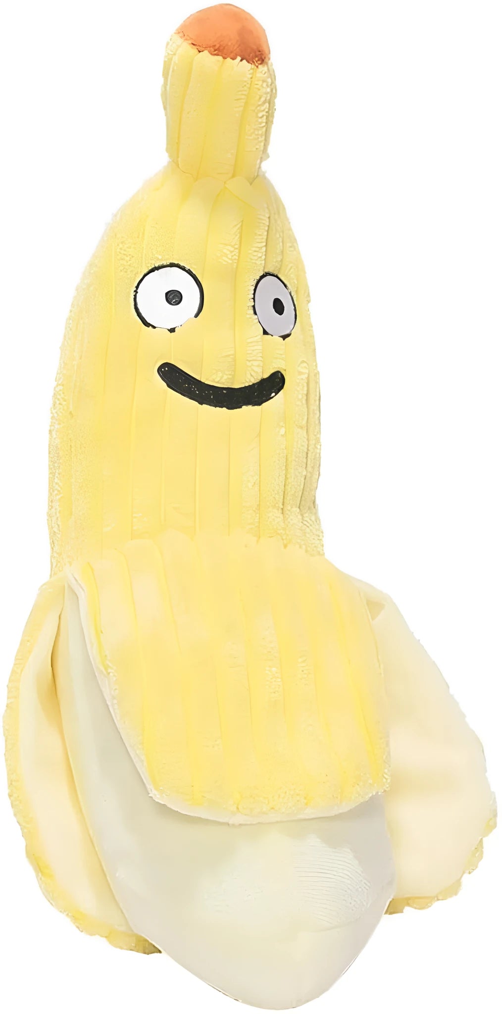 Yellow banana-shaped cat crinkle toy with catnip filling measuring 13 inches long