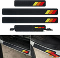 Set of 4 car leather threshold bars in black three-colour design for universal fit