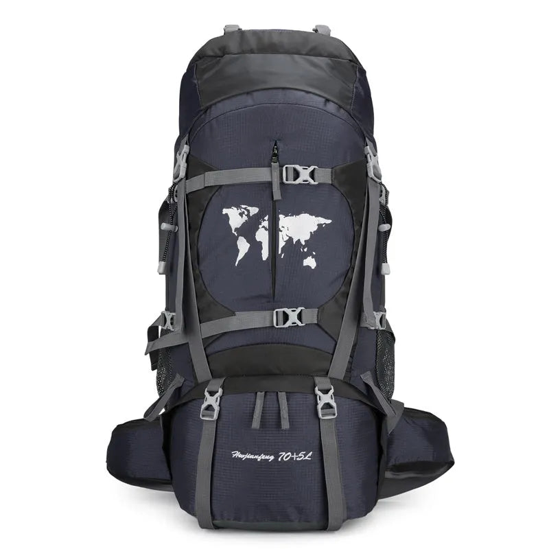 Large capacity professional climbing backpack with bracket for hiking and camping in black colour