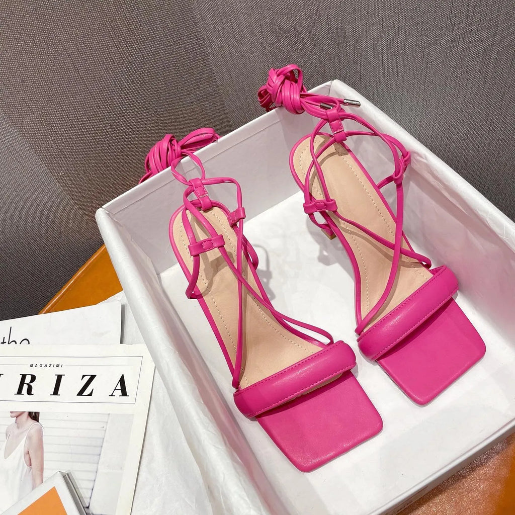 Stiletto cutout ankle strap heels in patent leather, available in multiple colours, sizes 35-42