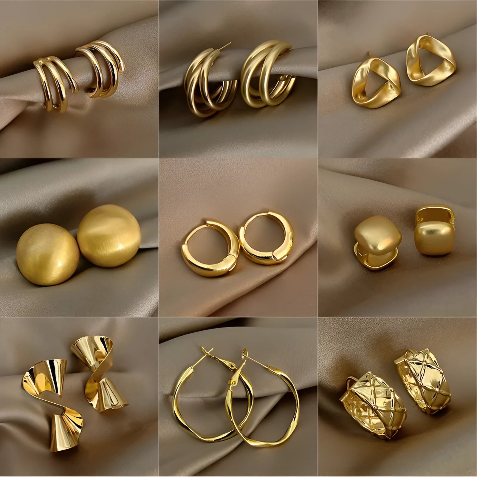 Silver Needle retro geometric metal earrings for women, electroplated zinc alloy, gold and silver styles with circle triangle quadrilateral shapes