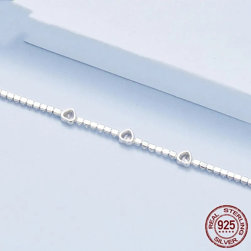 S925 sterling silver bracelet with loving heart pendant and shining zircon stone, BSB208 colour