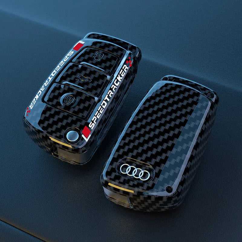 Carbon fibre style car key cover in carbon black or white colour with mirror surface