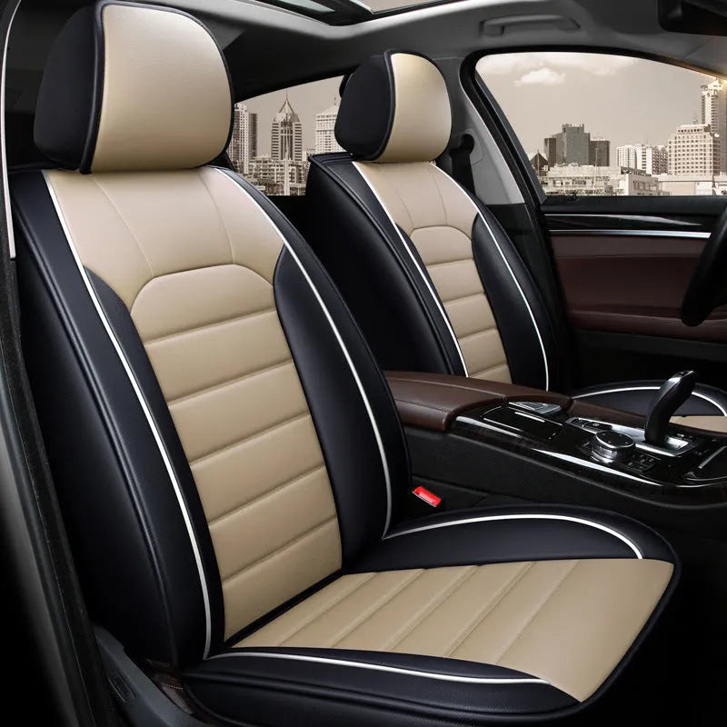 Universal all season car seat cushion in black deluxe edition with polyester cover and cotton filler