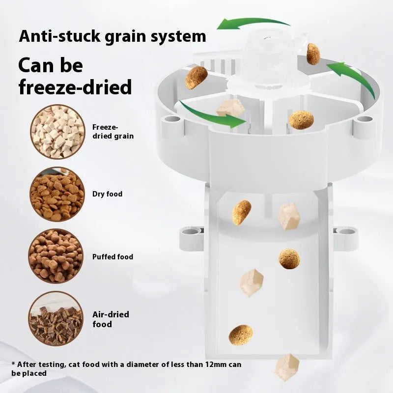 White WIFI automatic pet feeder with stainless steel tray and desiccant box for dogs and cats