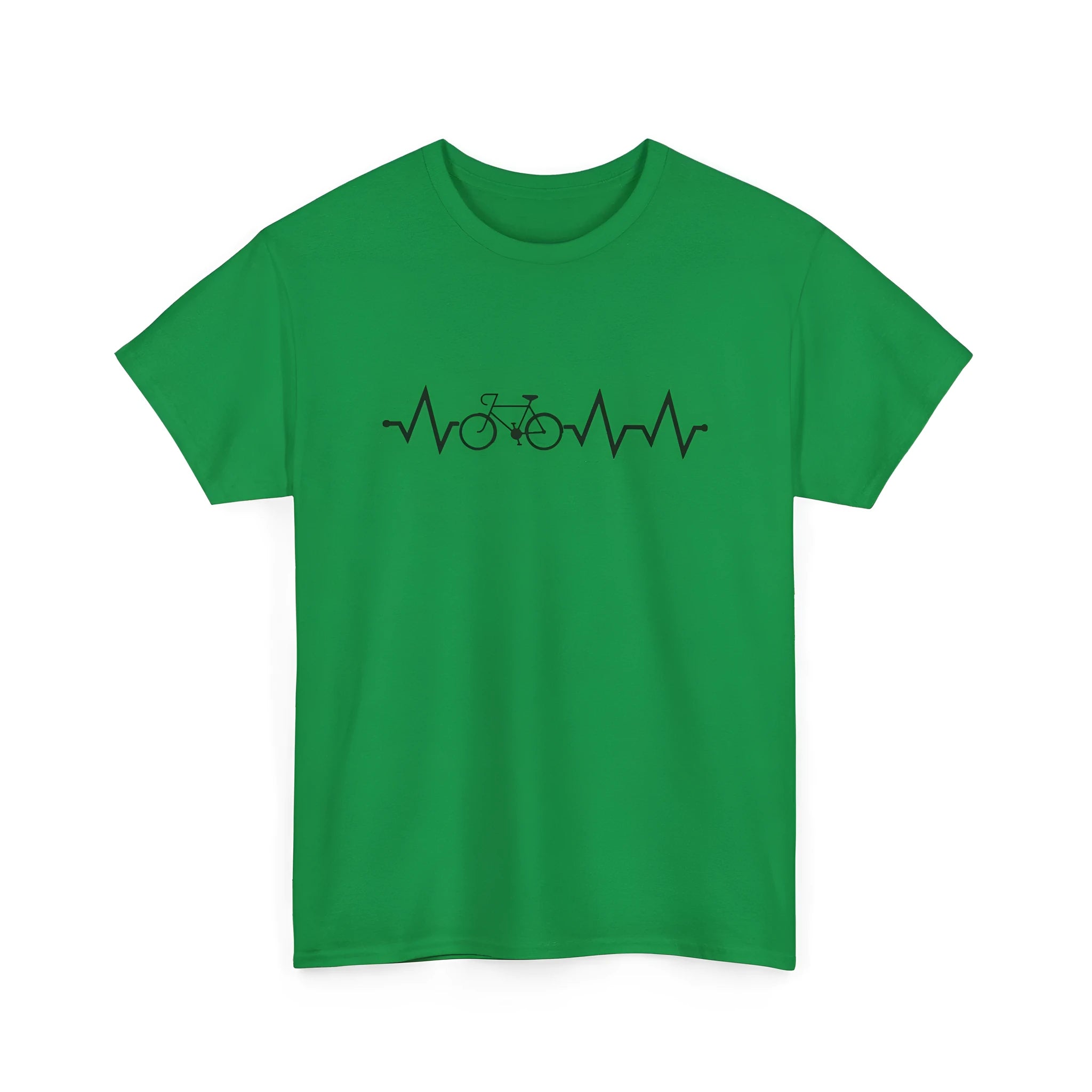 Green women's cotton short-sleeve t-shirt with a white printed letter design on the front.