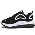Men's black lace-up sneakers with thick sole and round toe on a white background
