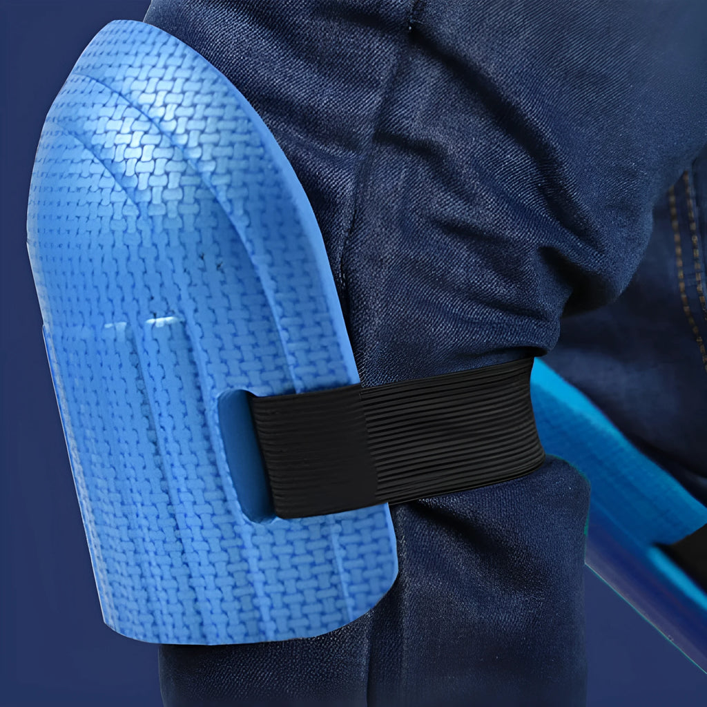 A pair of EVA foam kneepads in assorted colours for construction and DIY work.
