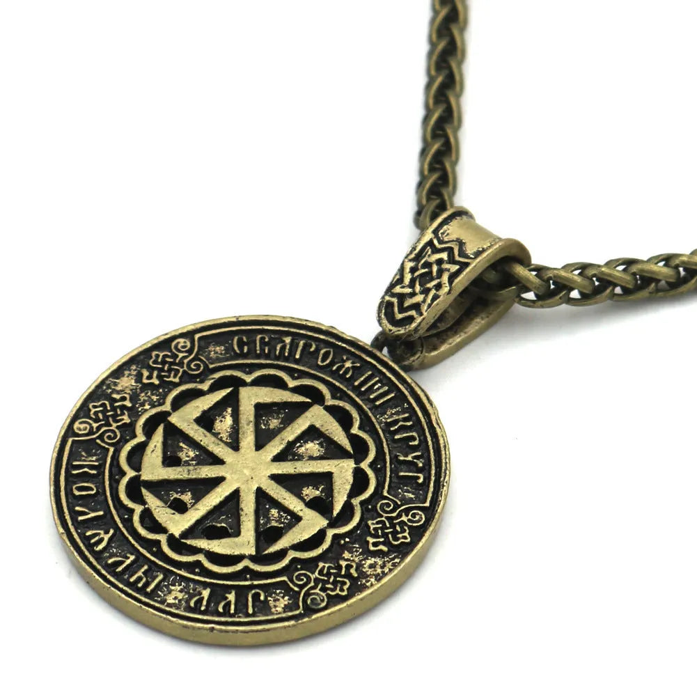 Lunavin ODing logo alloy pendant necklace with antique silver finish and snake bone chain