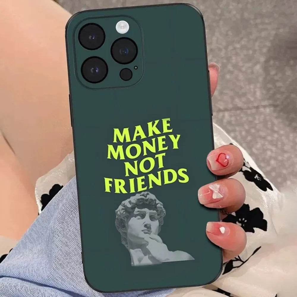 Black English Money anti-fall TPU phone case back cover for iPhone models